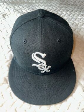 New Era 59fifty Chicago White Socks Baseball Hat Black Fitted Size 7 1/2